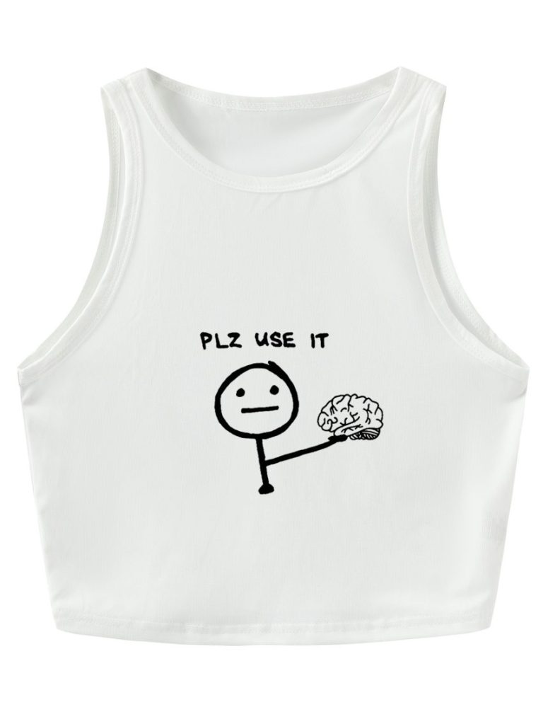 Beige Skull Print Sleeveless Top