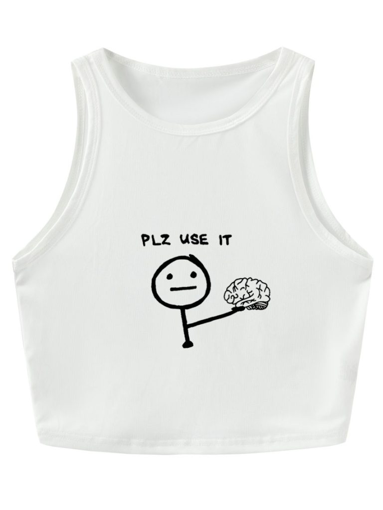 Beige Skull Print Sleeveless Top