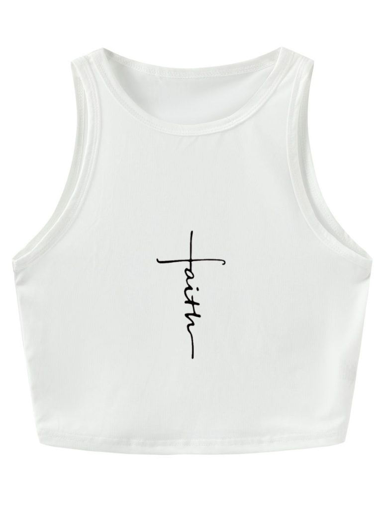 White Star Print Sleeveless Top