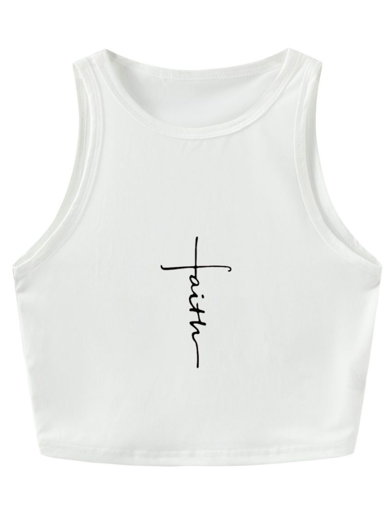 White Star Print Sleeveless Top