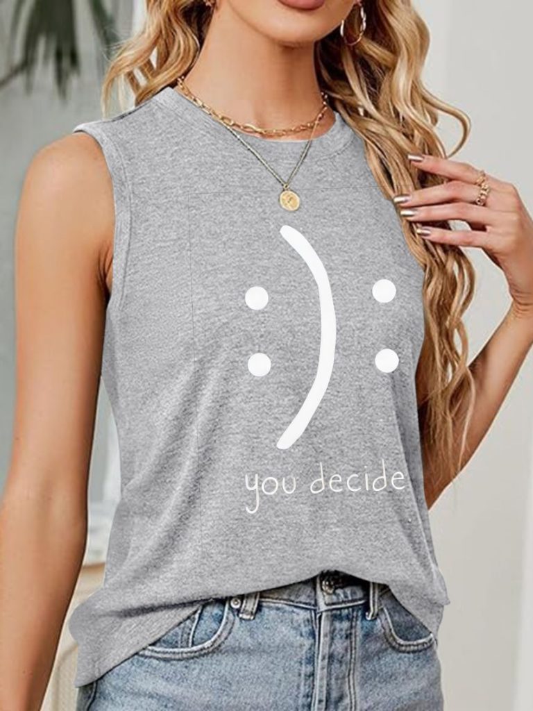 Gray Star Print Sleeveless Top