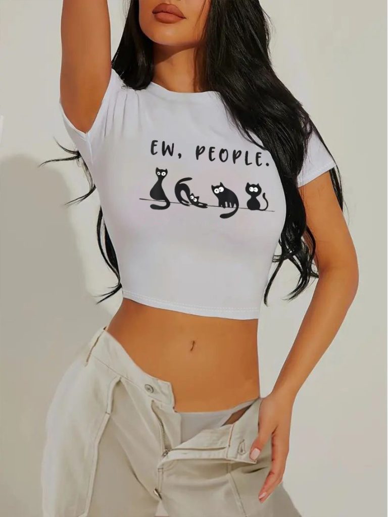 Beige Smiley Print Tee