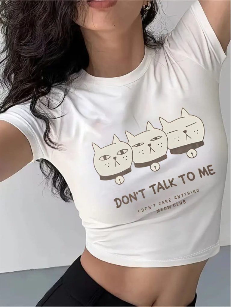 Beige Smiley Print Crew Tee