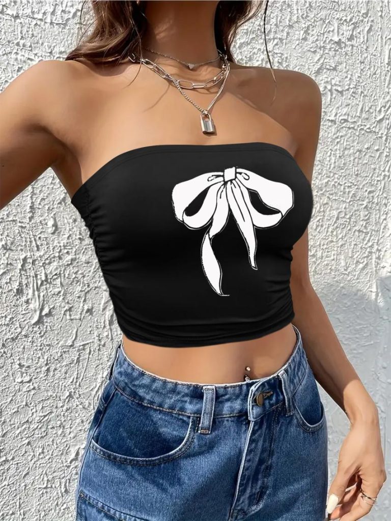 Butterfly Print Off-Shoulder Top