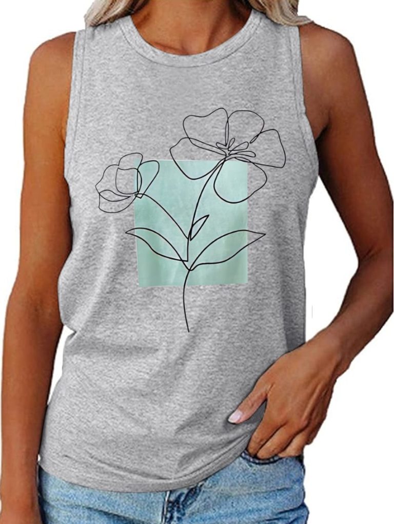 Gray Butterfly Print Sleeveless Top