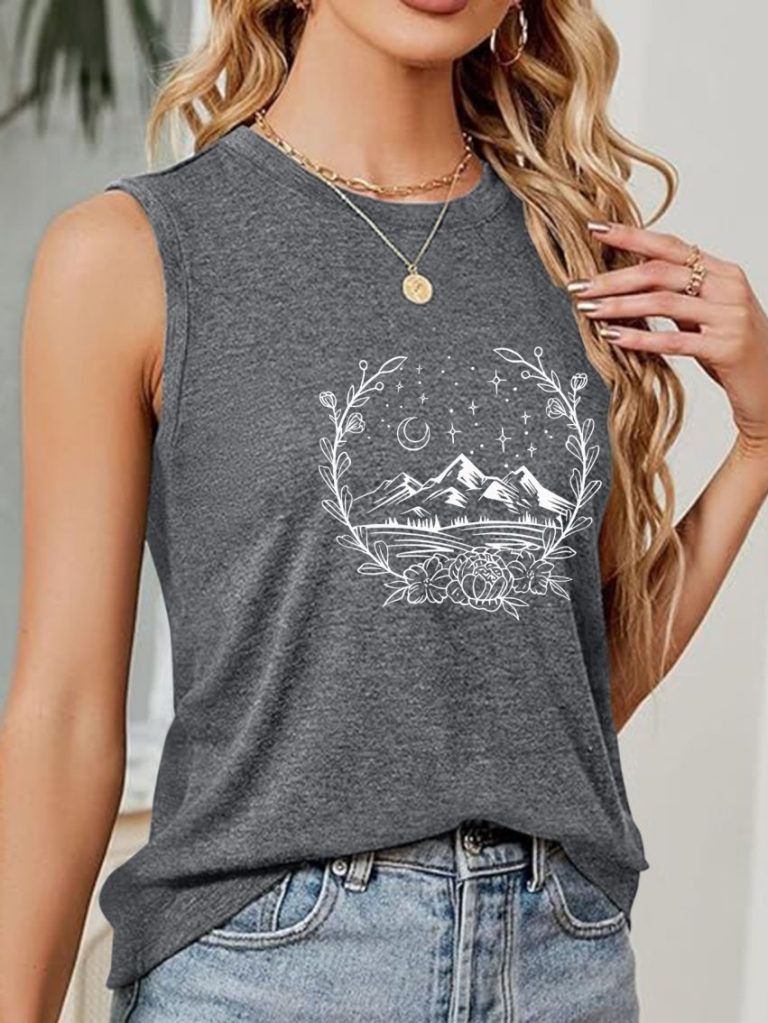 Tropical Print V-Neck Top