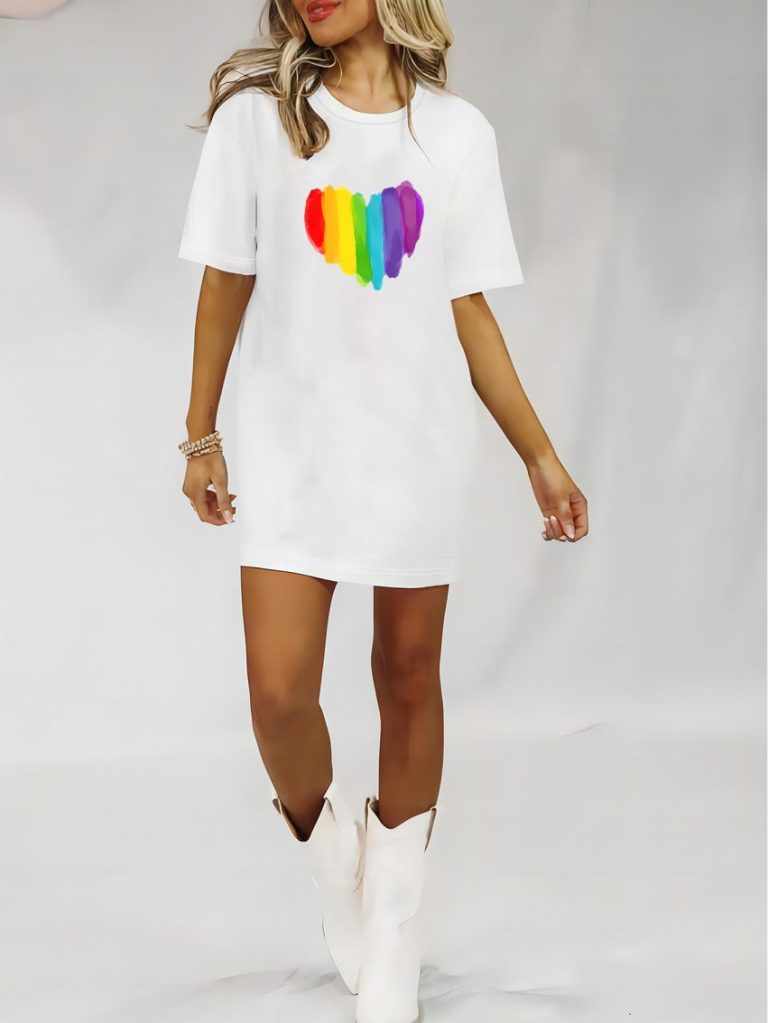 Beige Rainbow Print Top