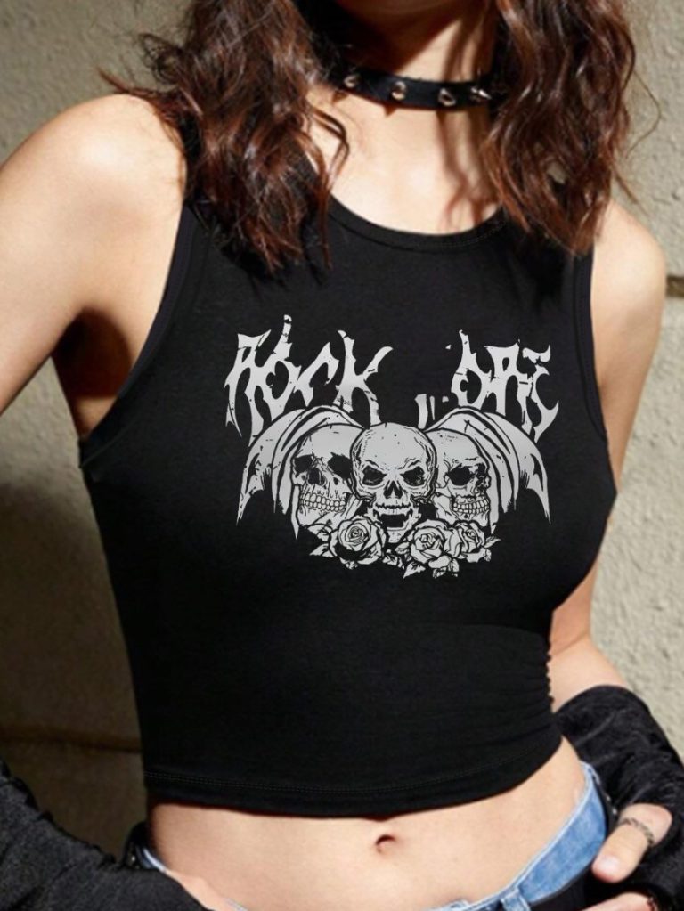 Skull Print 3-4 Sleeve Top