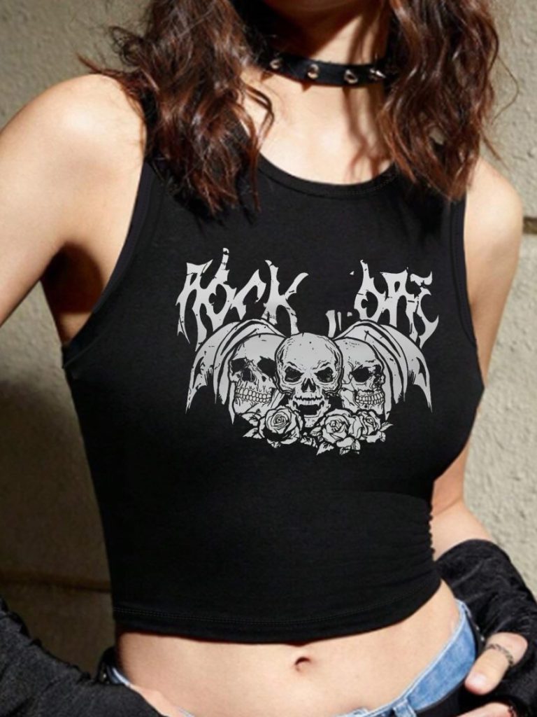 Skull Print 3-4 Sleeve Top