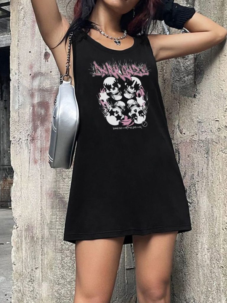 Multicolor Skull Print Top