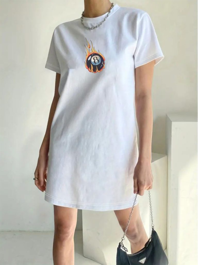 Beige Abstract Print V-Neck Tee