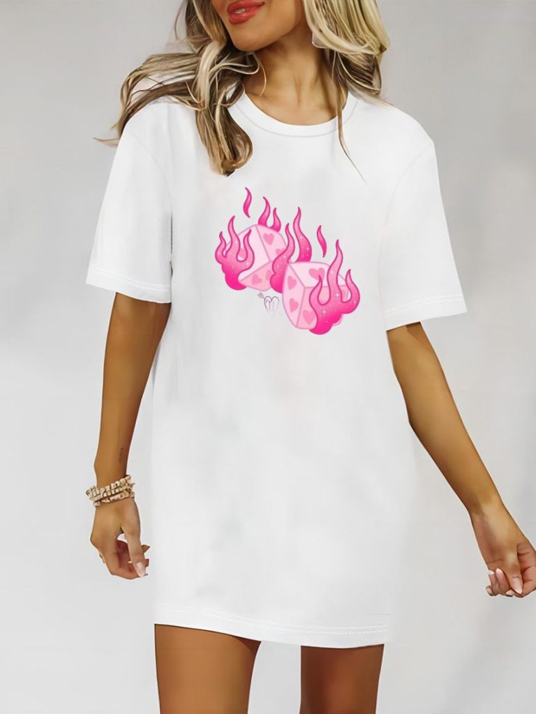 White Abstract Print Crew Tee