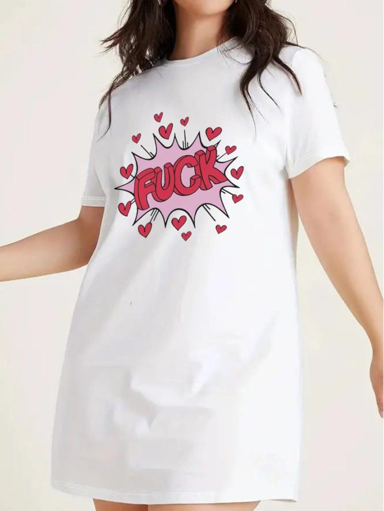 Multicolor Heart Print V-Neck Tee