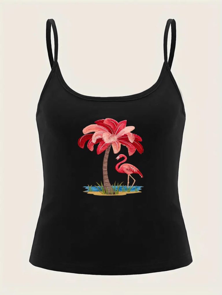 Red Tropical Print Sleeveless Top