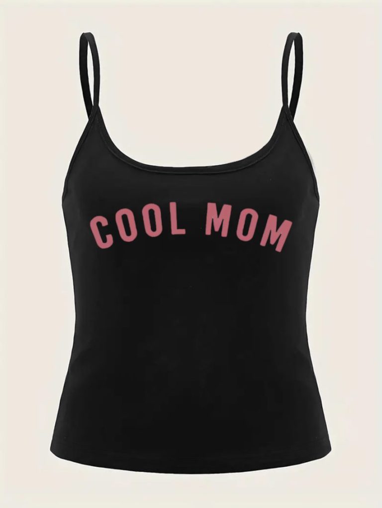 Letter Print Collared Sleeveless Top