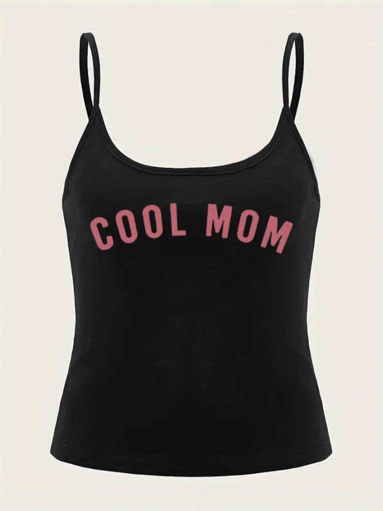 Letter Print Collared Sleeveless Top