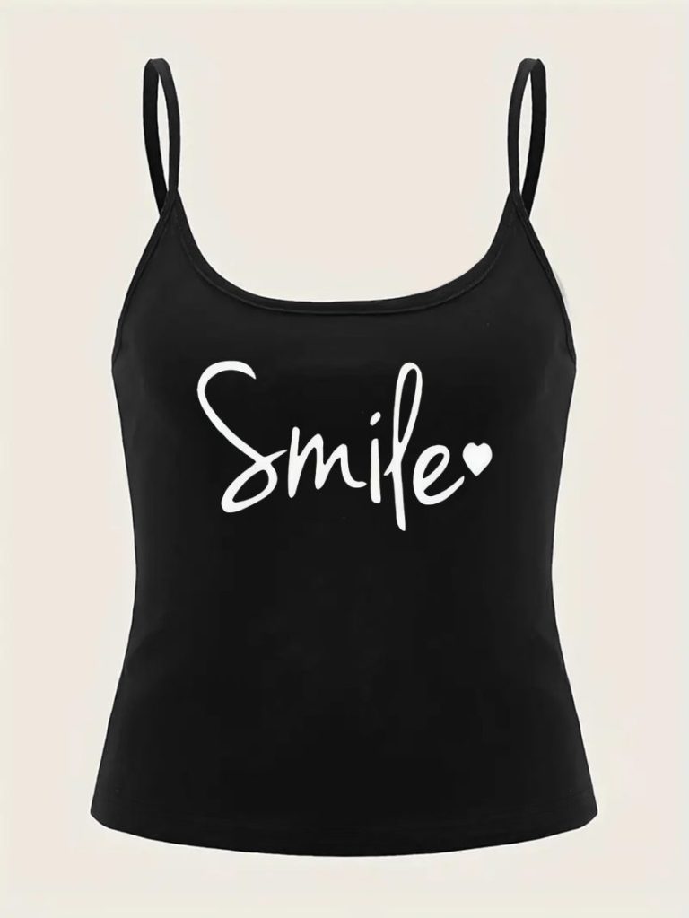 Gray Smiley Print Sleeveless Top