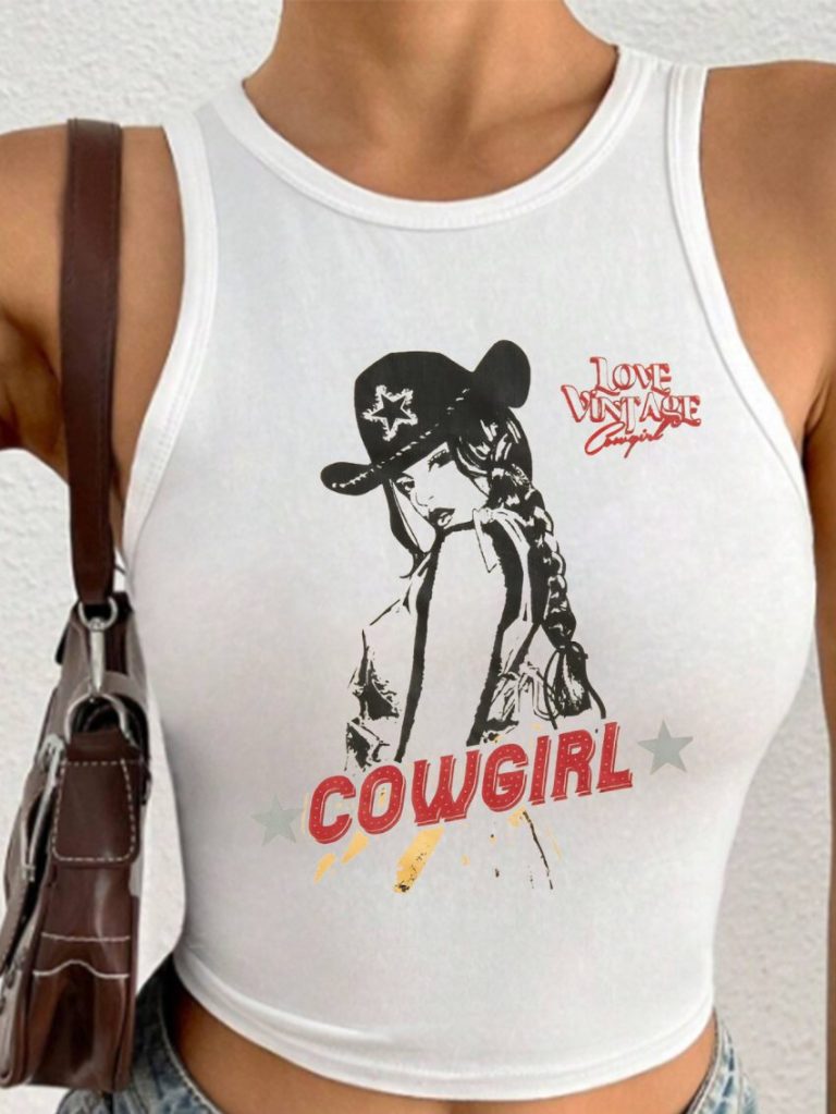 Gray Cartoon Print Top