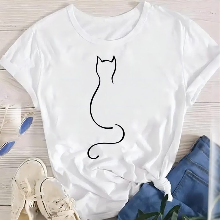 Beige Cartoon Print Tee