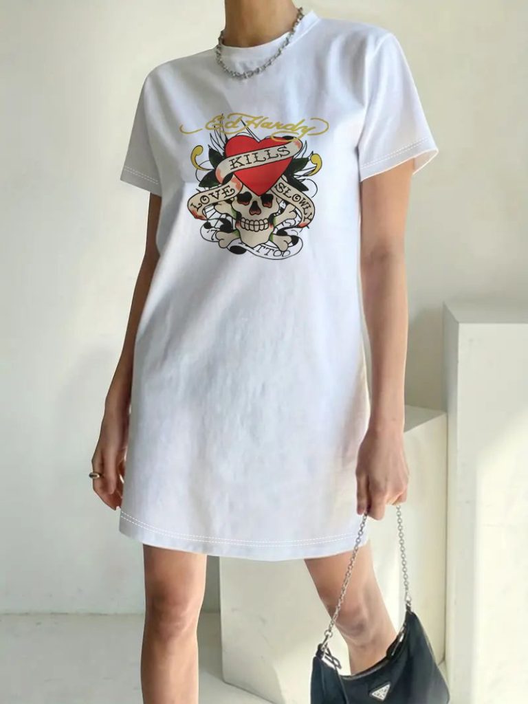 Beige Skull Print Tee