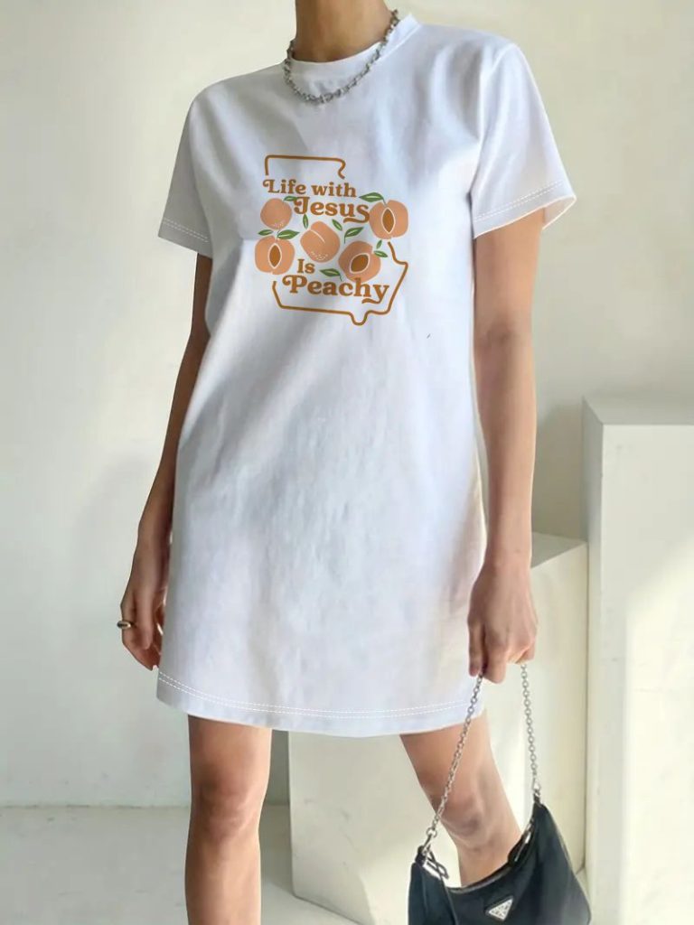 Beige Floral Print V-Neck Tee