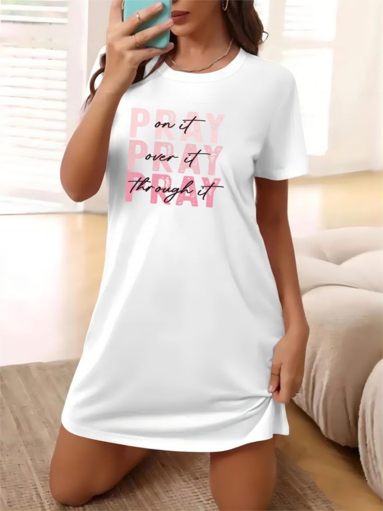 Pink Heart Print V-Neck Tee