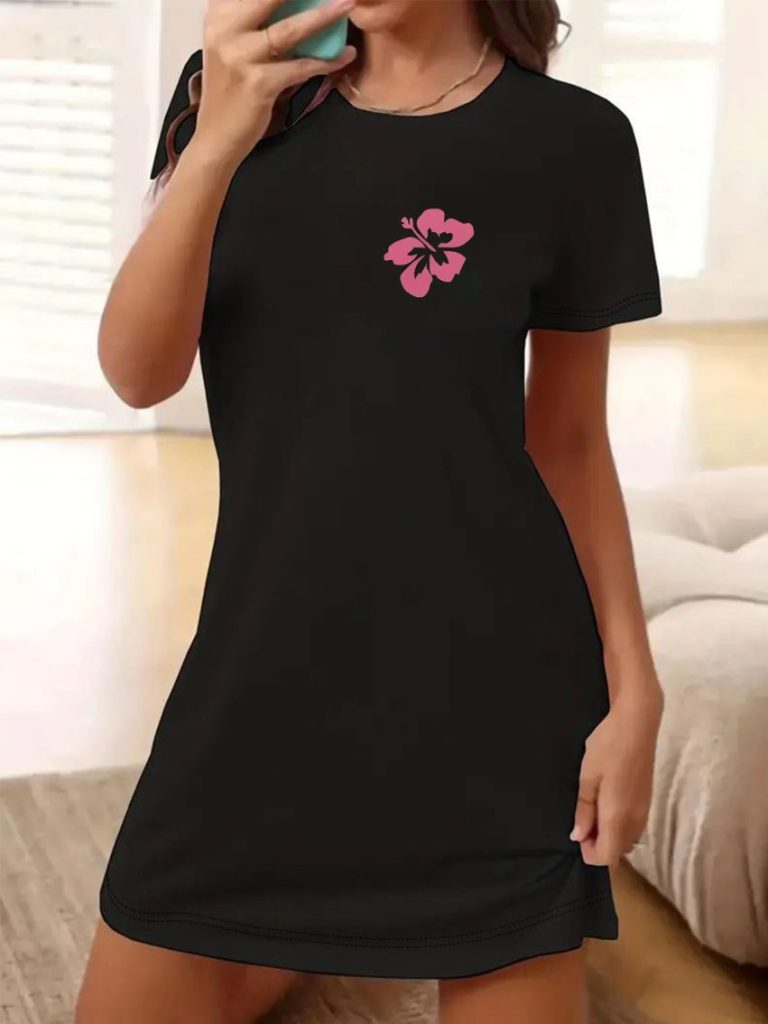 Brown Floral Print Tee