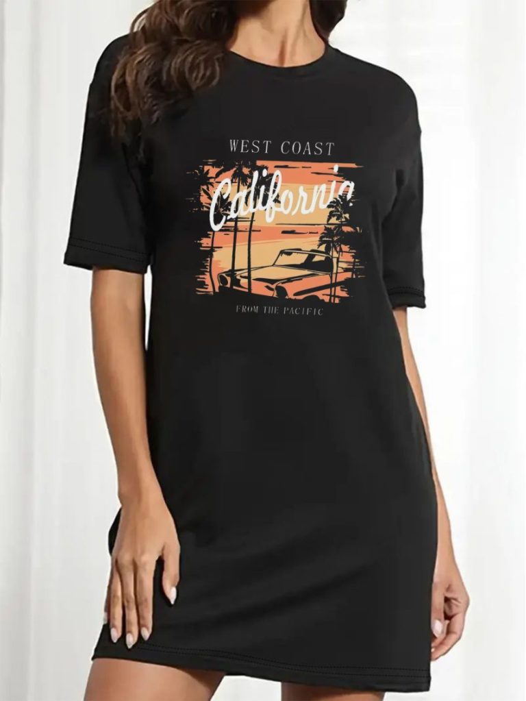 Orange Abstract Print Crew Tee