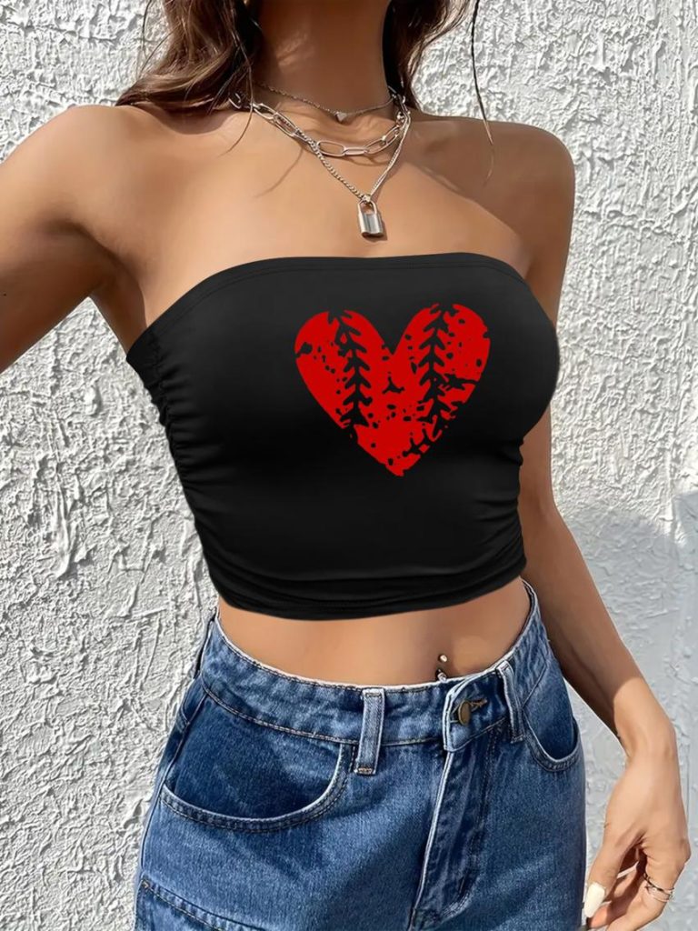 Red Heart Print Top