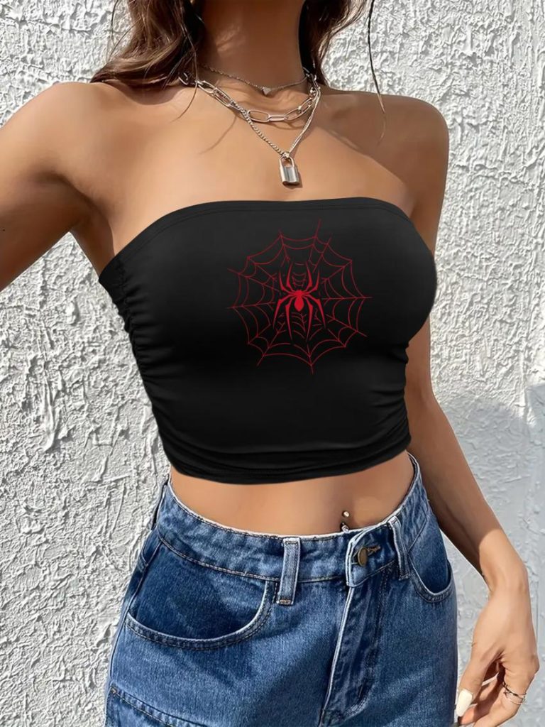 Red Star Print Off-Shoulder Top