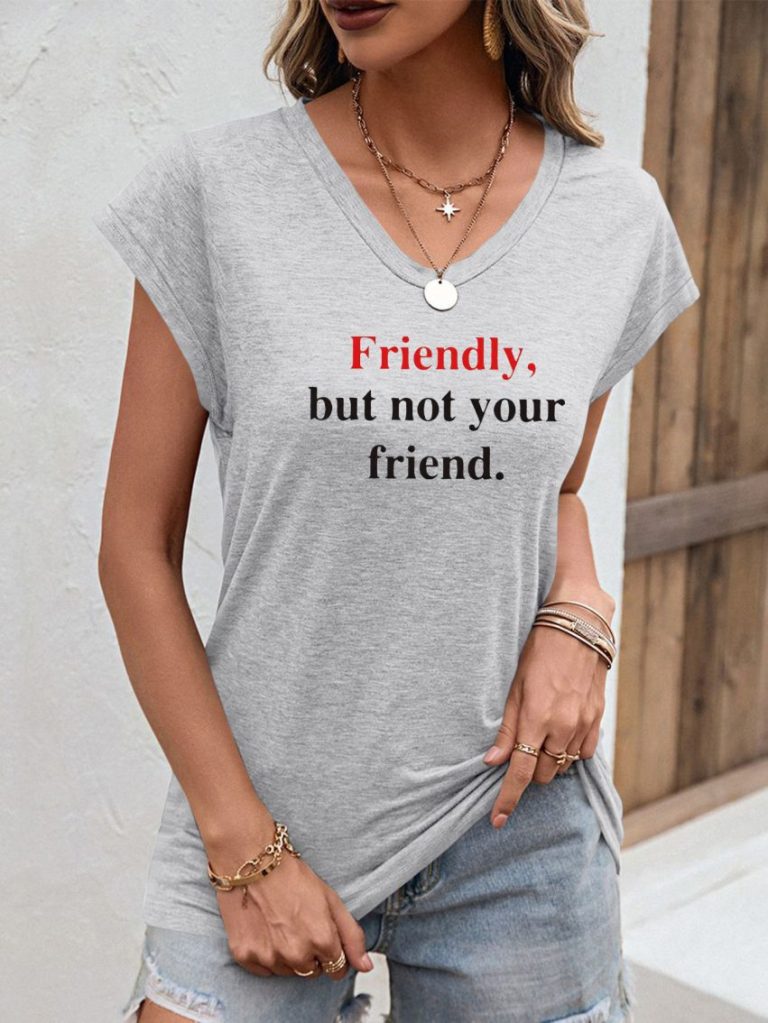 Gray Heart Print Crew Tee
