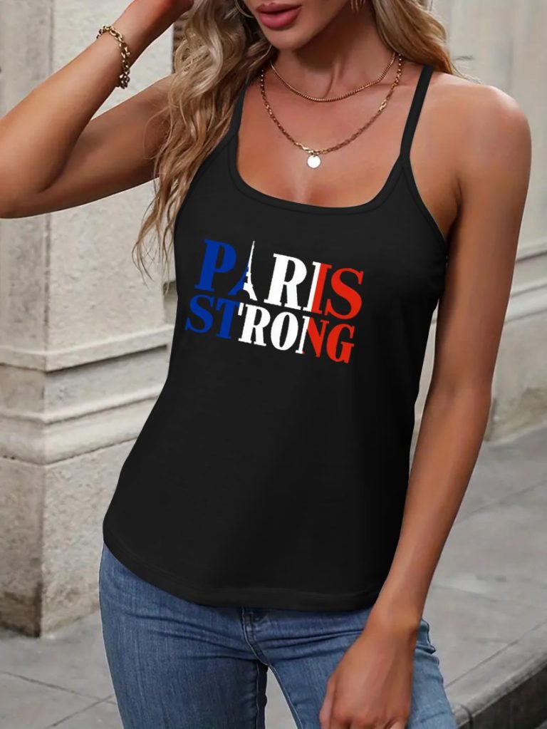 Blue Flag Print V-Neck Tee