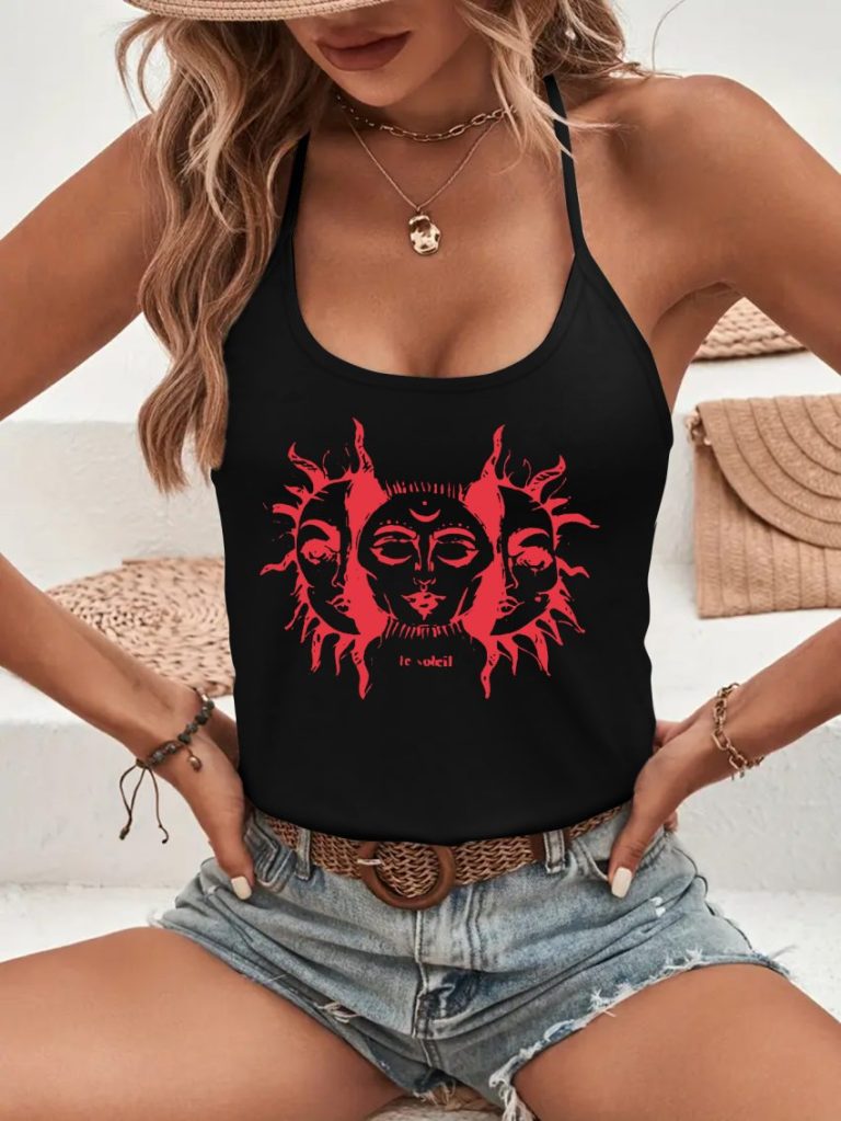 Red Skull Print Off-Shoulder Top