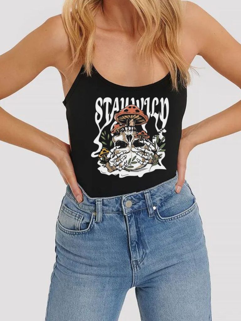 Skull Print Crew Top