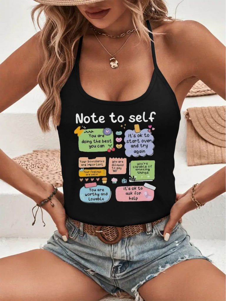 Multicolor Letter Print Sleeveless Top