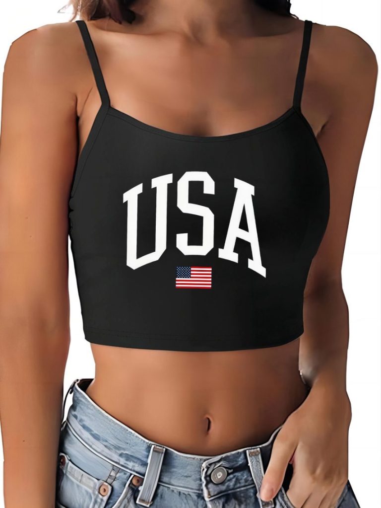 Flag Print Halter Top