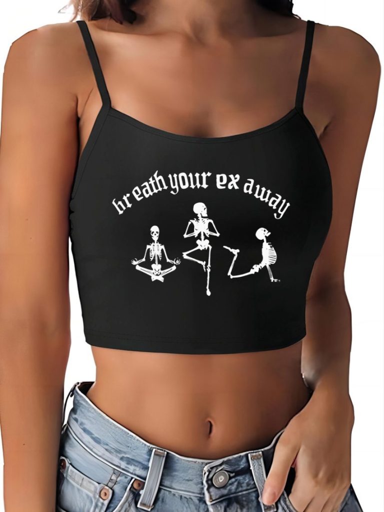 White Music Print Off-Shoulder Top