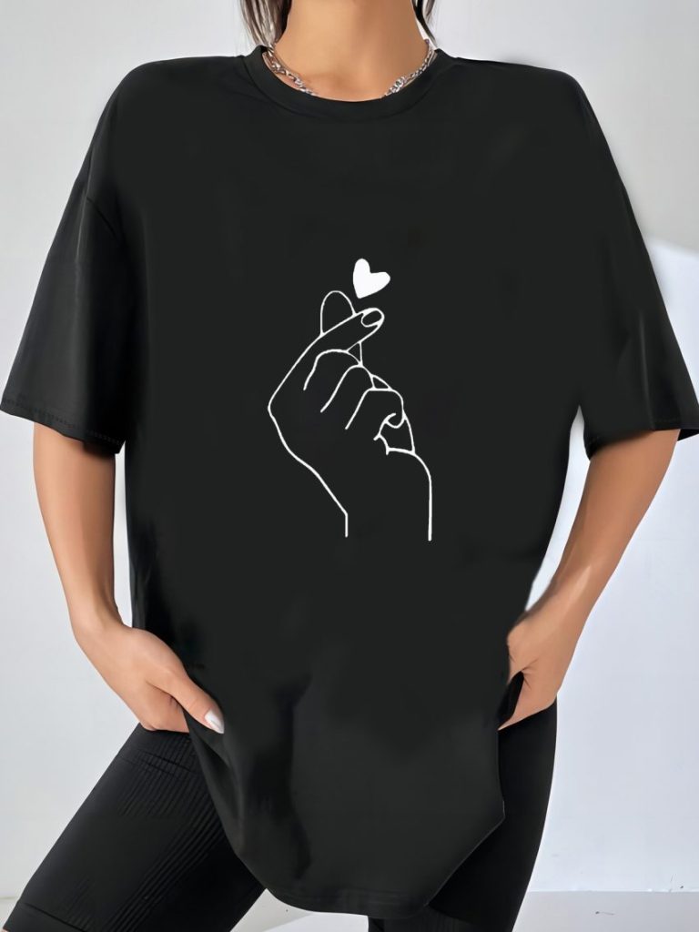 Black Cotton Long Sleeve Tee