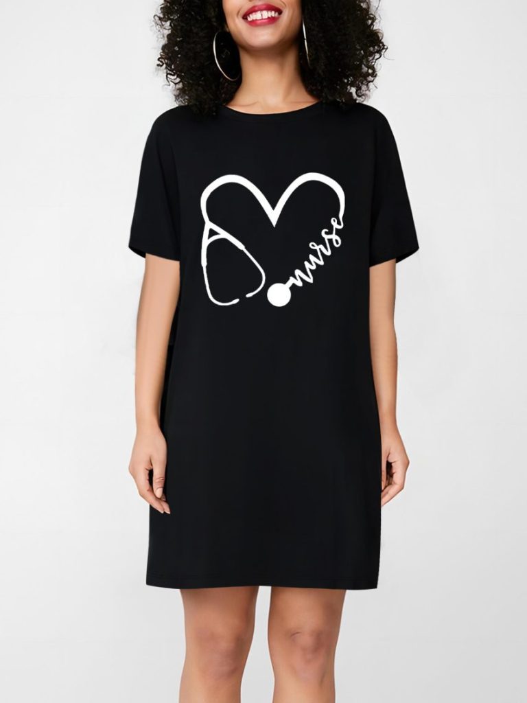 Heart Print Collared Tee