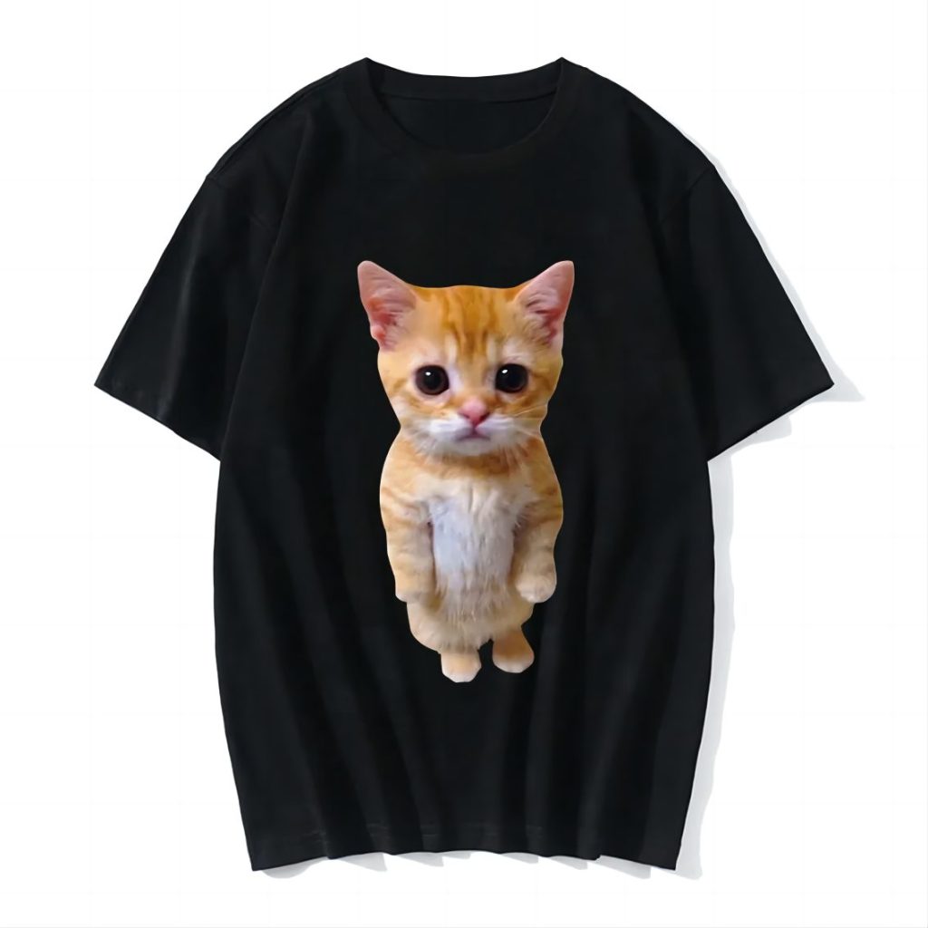 Orange Cartoon Print Collared Tee