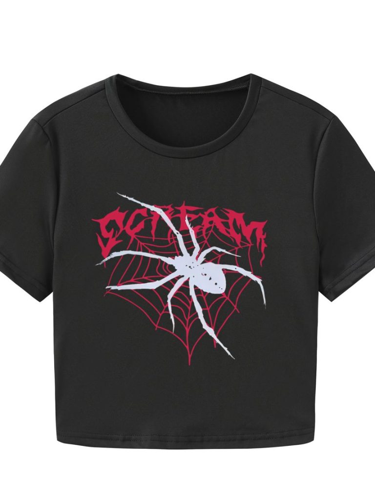 Black Geometric Print Crew Tee