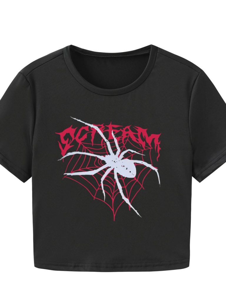 Black Geometric Print Crew Tee