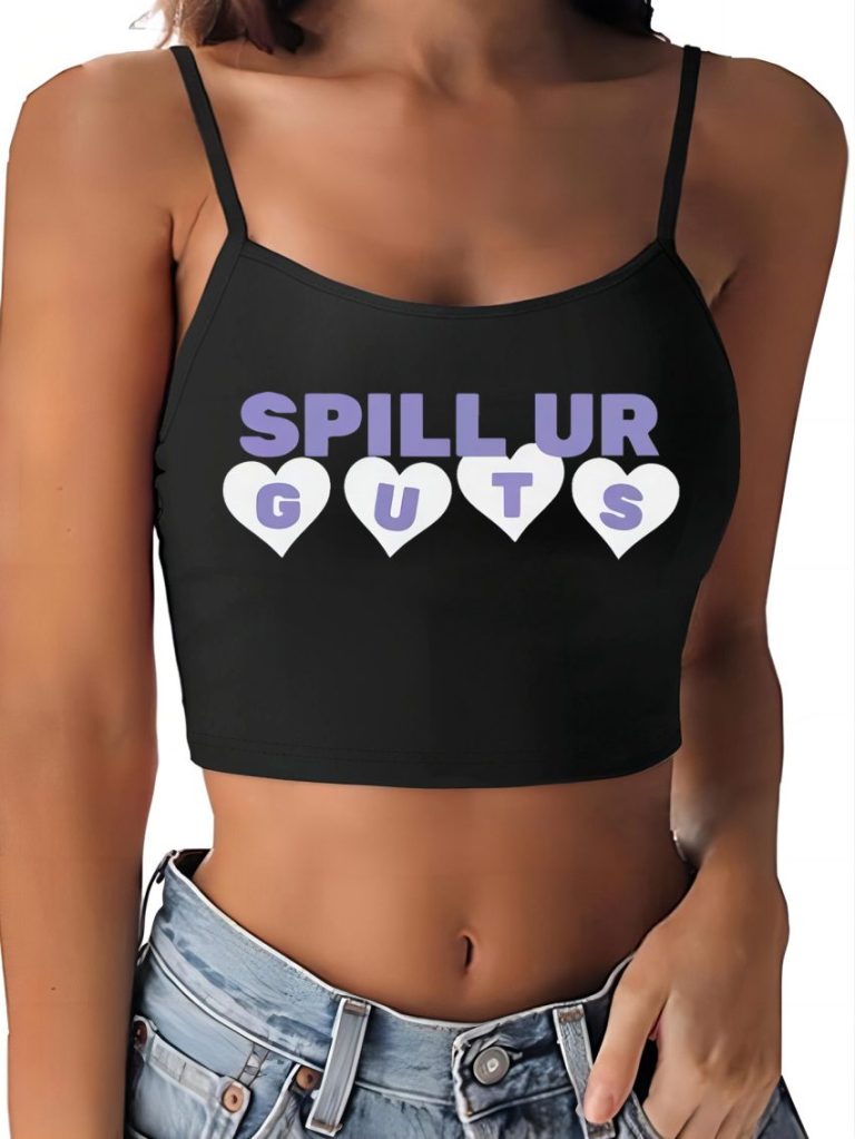 Purple Heart Print Collared Top
