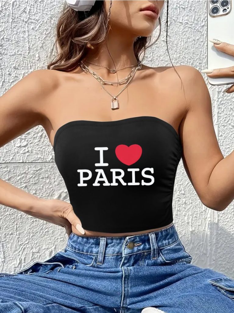 Black Heart Print Off-Shoulder Top