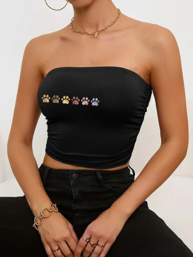 Black Skull Print Square Top
