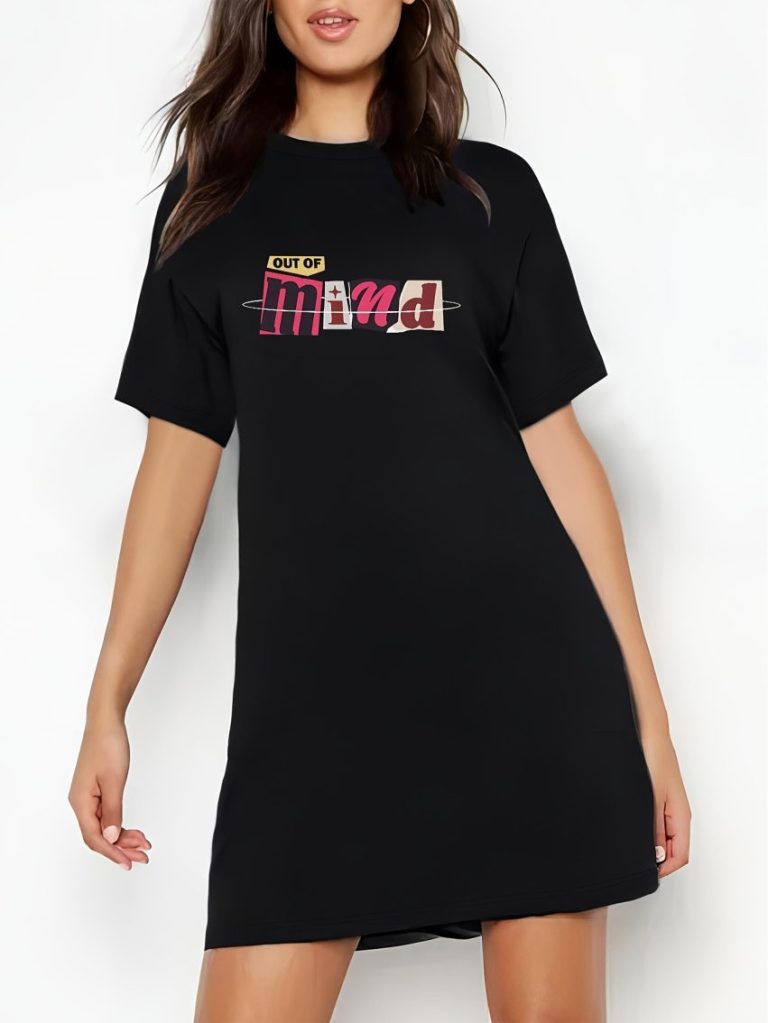 Black Geometric Print Collared Tee