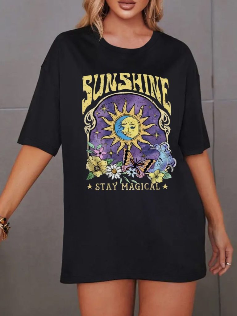 Yellow Star Print Off-Shoulder Top