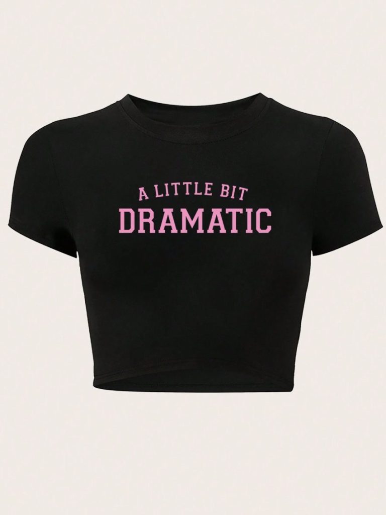 Black Letter Print Off-Shoulder Top