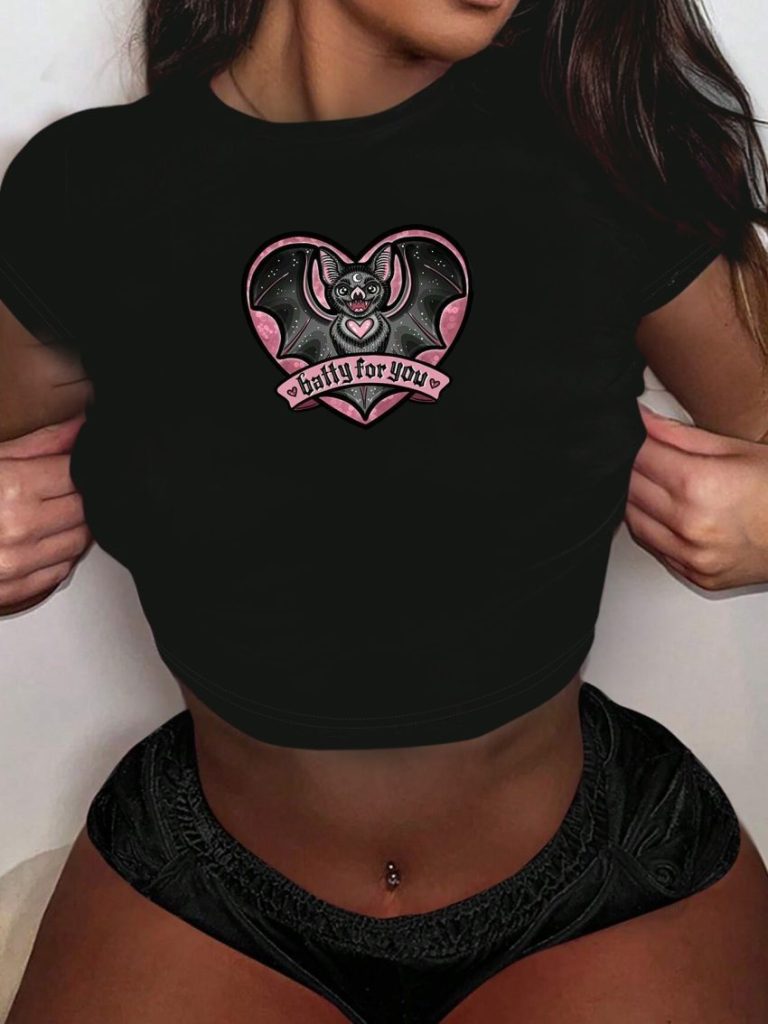 Black Butterfly Print Tee