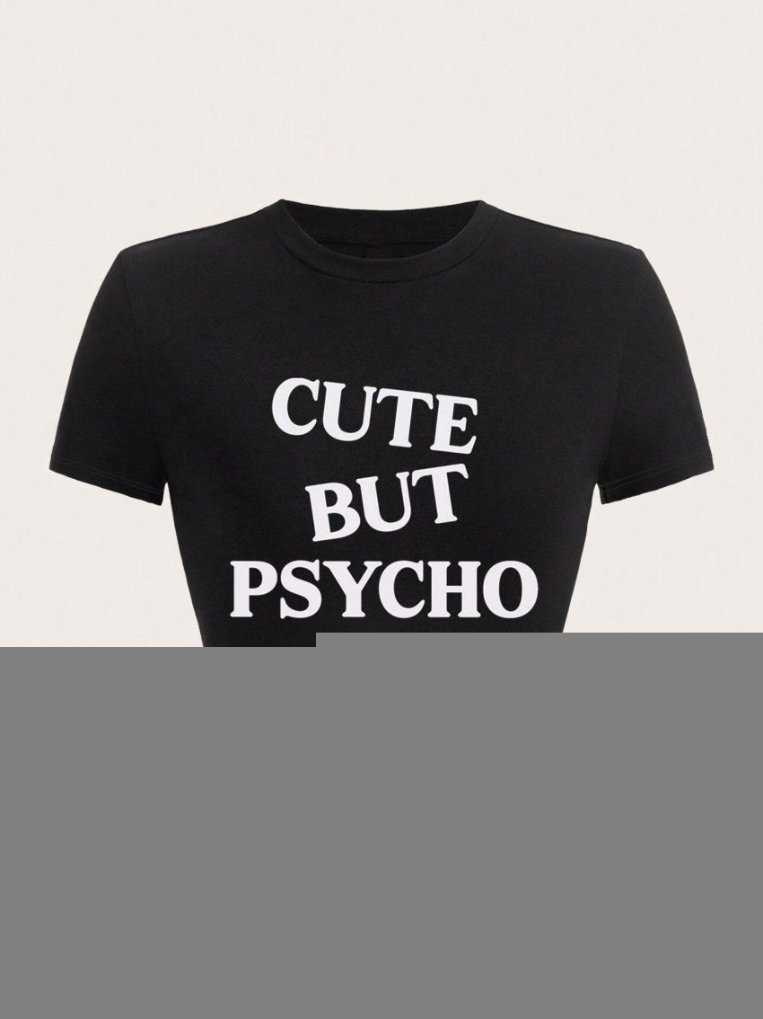 Black Cartoon Print Tee